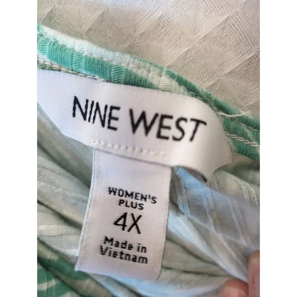 Nine West Dress Size 4XL Off One Shoulder Light Green & Mint Swirl Soft 430 - Picture 2 of 9